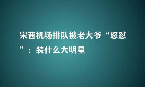 宋茜机场排队被老大爷“怒怼”：装什么大明星
