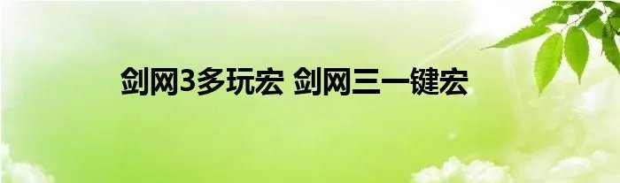 剑网3多玩宏 剑网三一键宏