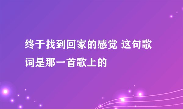 终于找到回家的感觉 这句歌词是那一首歌上的