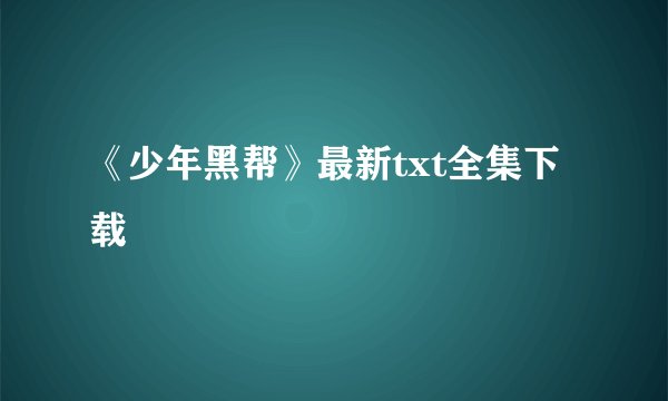 《少年黑帮》最新txt全集下载