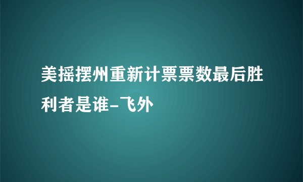 美摇摆州重新计票票数最后胜利者是谁-飞外