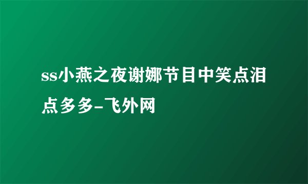 ss小燕之夜谢娜节目中笑点泪点多多-飞外网