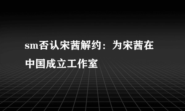 sm否认宋茜解约：为宋茜在中国成立工作室