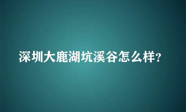 深圳大鹿湖坑溪谷怎么样？