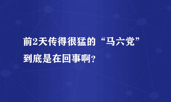 前2天传得很猛的“马六党”到底是在回事啊？
