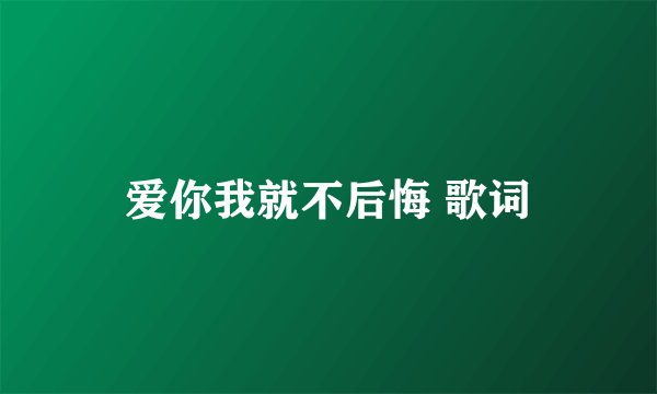 爱你我就不后悔 歌词