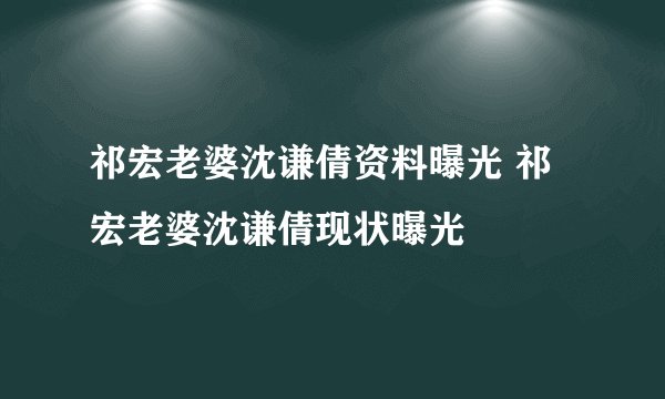 祁宏老婆沈谦倩资料曝光 祁宏老婆沈谦倩现状曝光