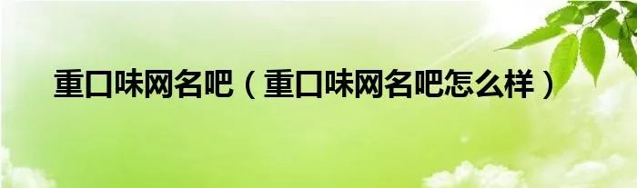 重口味网名吧（重口味网名吧怎么样）