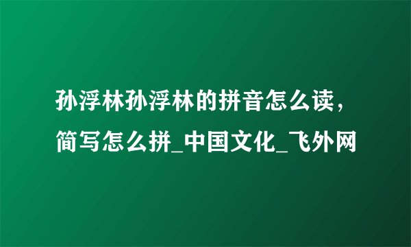 孙浮林孙浮林的拼音怎么读，简写怎么拼_中国文化_飞外网