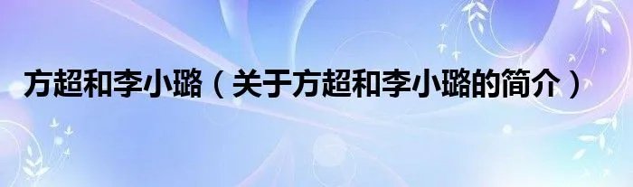 方超和李小璐（关于方超和李小璐的简介）