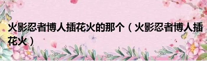 火影忍者博人插花火的那个(火影忍者博人插花火)