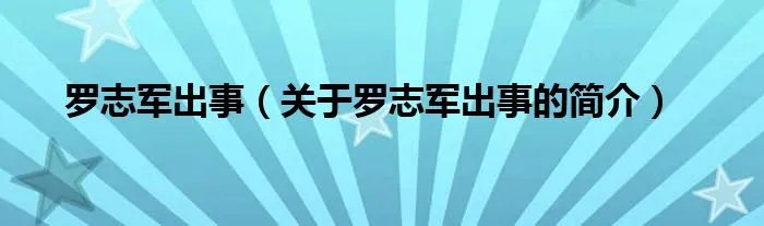罗志军出事（关于罗志军出事的简介）
