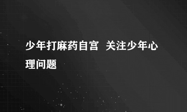 少年打麻药自宫  关注少年心理问题