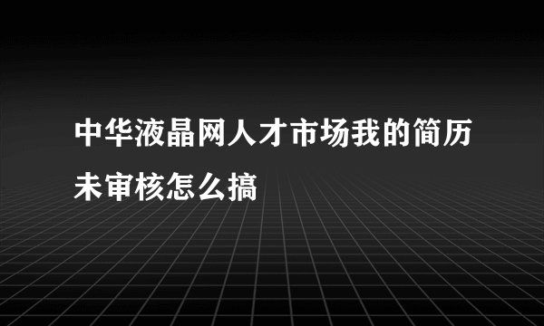中华液晶网人才市场我的简历未审核怎么搞