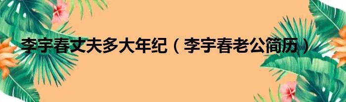 李宇春丈夫多大年纪（李宇春老公简历）