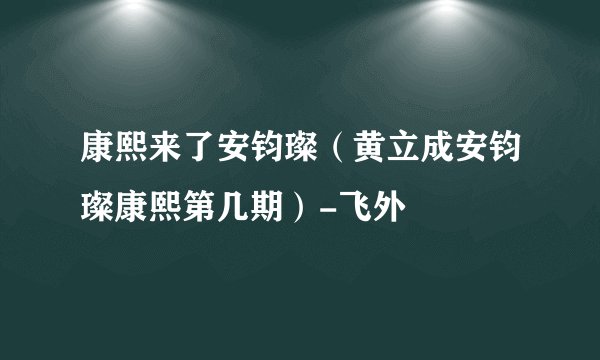 康熙来了安钧璨（黄立成安钧璨康熙第几期）-飞外
