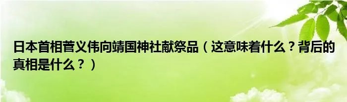 日本首相菅义伟向靖国神社献祭品（这意味着什么？背后的真相是什么？）