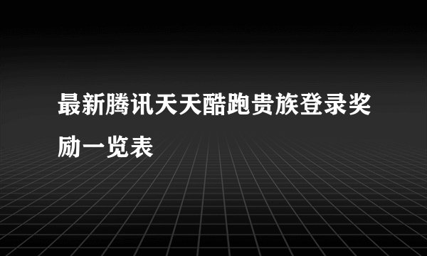 最新腾讯天天酷跑贵族登录奖励一览表