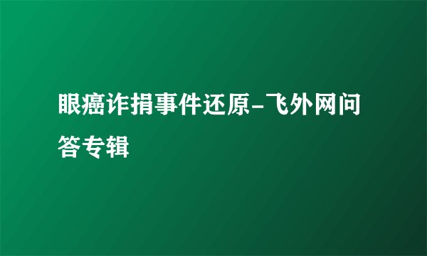 眼癌诈捐事件还原-飞外网问答专辑
