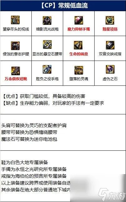 地下城与勇士110级版本大枪装备搭配有什么 常规低血流