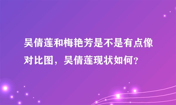 吴倩莲和梅艳芳是不是有点像对比图，吴倩莲现状如何？