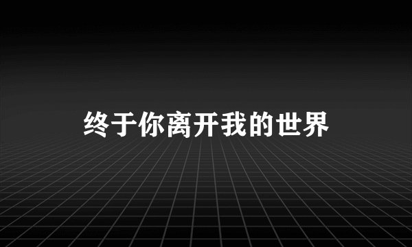 终于你离开我的世界