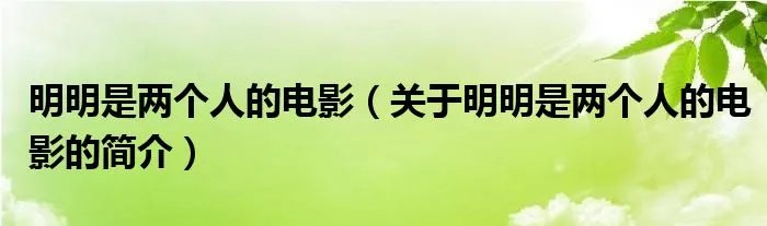 明明是两个人的电影（关于明明是两个人的电影的简介）
