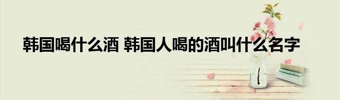 韩国喝什么酒 韩国人喝的酒叫什么名字
