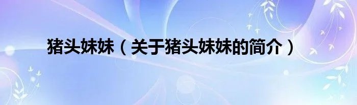 猪头妹妹（关于猪头妹妹的简介）