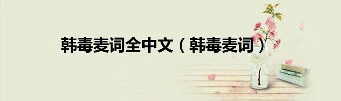 韩毒麦词全中文（韩毒麦词）
