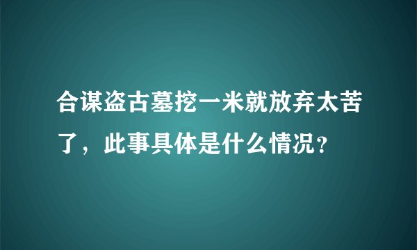 合谋盗古墓挖一米就放弃太苦了,此事具体是什么情况?