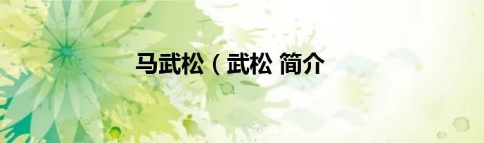 马武松（武松 简介