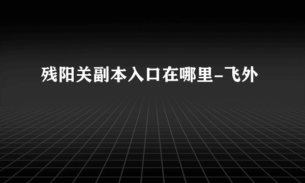 残阳关副本入口在哪里-飞外