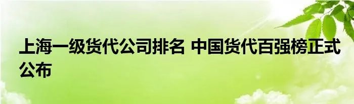 上海一级货代公司排名 中国货代百强榜正式公布