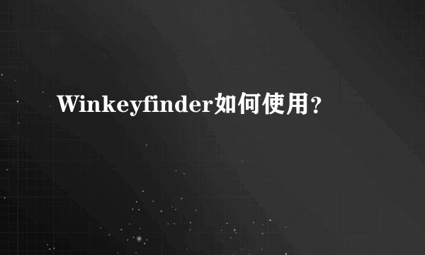 Winkeyfinder如何使用？