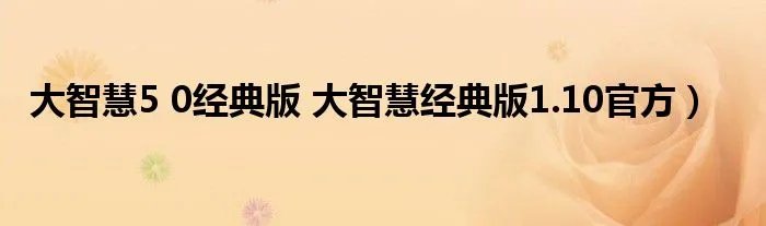 大智慧5 0经典版 大智慧经典版1.10官方）