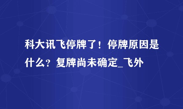 科大讯飞停牌了！停牌原因是什么？复牌尚未确定_飞外