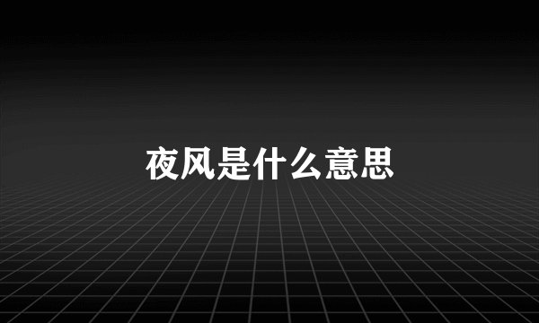 夜风是什么意思
