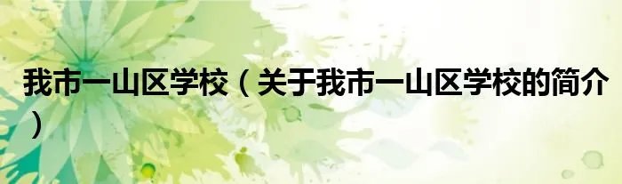 我市一山区学校（关于我市一山区学校的简介）