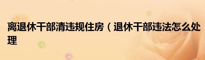 离退休干部清违规住房（退休干部违法怎么处理