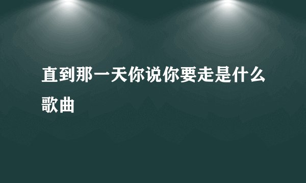 直到那一天你说你要走是什么歌曲