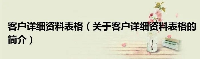 客户详细资料表格（关于客户详细资料表格的简介）