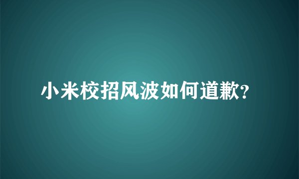 小米校招风波如何道歉？
