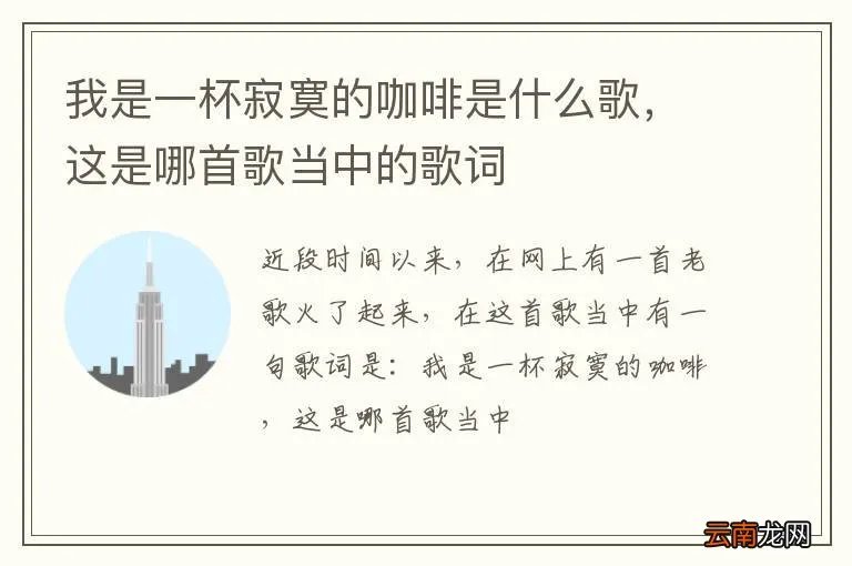 我是一杯寂寞的咖啡是什么歌，这是哪首歌当中的歌词