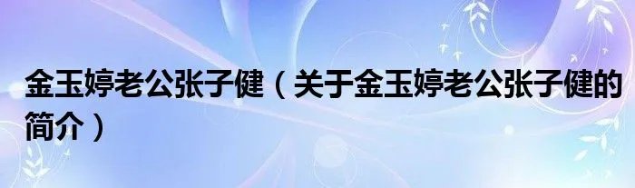 金玉婷老公张子健（关于金玉婷老公张子健的简介）