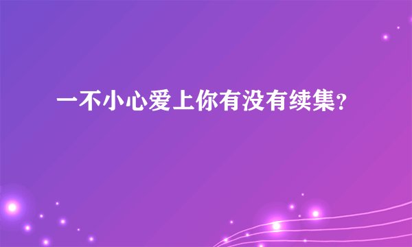 一不小心爱上你有没有续集?