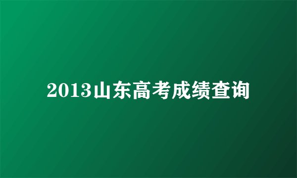 2013山东高考成绩查询
