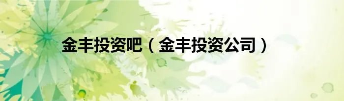 金丰投资吧（金丰投资公司）