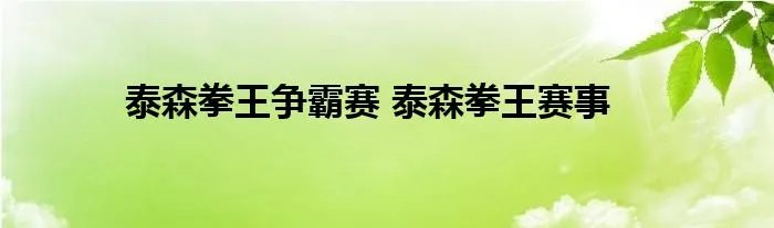泰森拳王争霸赛 泰森拳王赛事