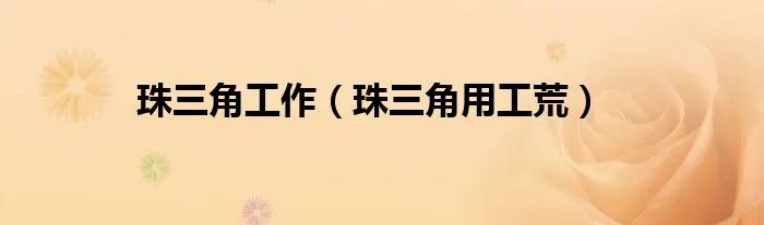 珠三角工作（珠三角用工荒）